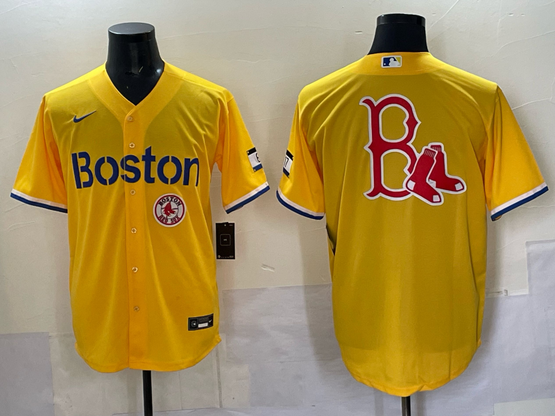 Men Boston Red Sox blank  yellow 2025 Nike MLB Jersey 04
